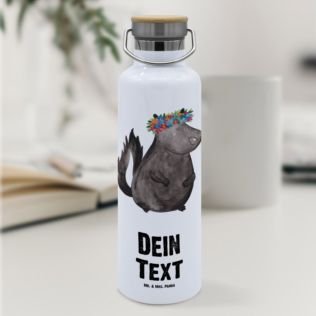 Personalisierte Trinkflasche Stinktier Blumenmaedchen Personalisierte Trinkflasche, Trinkflasche mit Namen, Trinkflasche bedrucken, Flasche personalisiert, Trinkflasch mit Aufdruck, Trinkflasche Werbegeschenk, Namensaufdruck Trinkflasche, Sportflasche personalisiert, Trinkflasche Sport, Stinktier, Skunk, Wildtier, Raubtier, Stinker, Stinki, Yoga, Namaste, Lebe, Liebe, Lache