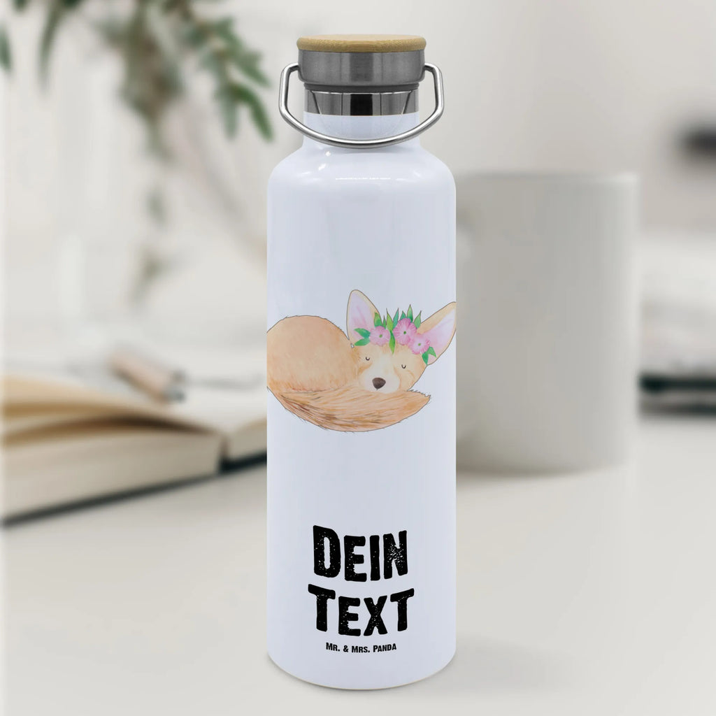 Personalisierte Trinkflasche Wüstenfuchs Blumenkranz Personalisierte Trinkflasche, Trinkflasche mit Namen, Trinkflasche bedrucken, Flasche personalisiert, Trinkflasch mit Aufdruck, Trinkflasche Werbegeschenk, Namensaufdruck Trinkflasche, Sportflasche personalisiert, Trinkflasche Sport, Afrika, Wildtiere, Wüste, Wüstenfuchs, Blumen, Blumenkranz, Glücklich