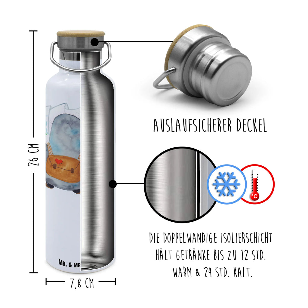 Trinkflasche Pinguin & Maus Wanderer Thermosflasche, Isolierflasche, Edelstahl, Trinkflasche, isoliert, Wamrhaltefunktion, Sportflasche, Flasche zum Sport, Sportlerflasche, Pinguin, Pinguine, Abenteurer, Abenteuer, Roadtrip, Ausflug, Wanderlust, wandern