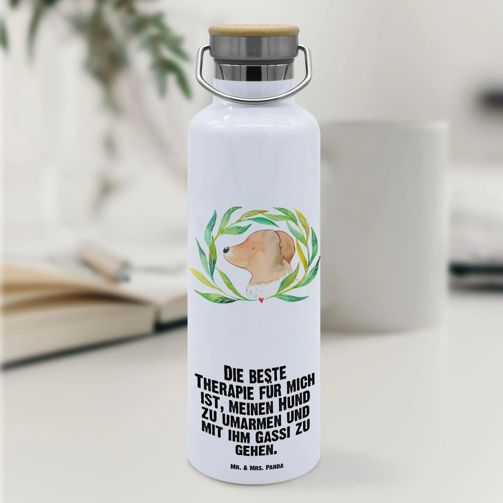 Trinkflasche Hund Blumen Thermosflasche, Isolierflasche, Edelstahl, Trinkflasche, isoliert, Wamrhaltefunktion, Sportflasche, Flasche zum Sport, Sportlerflasche, Hund, Hundemotiv, Haustier, Hunderasse, Tierliebhaber, Hundebesitzer, Sprüche, Ranke, Therapie, Selbsttherapie, Hundeliebe, Hundeglück, Hunde