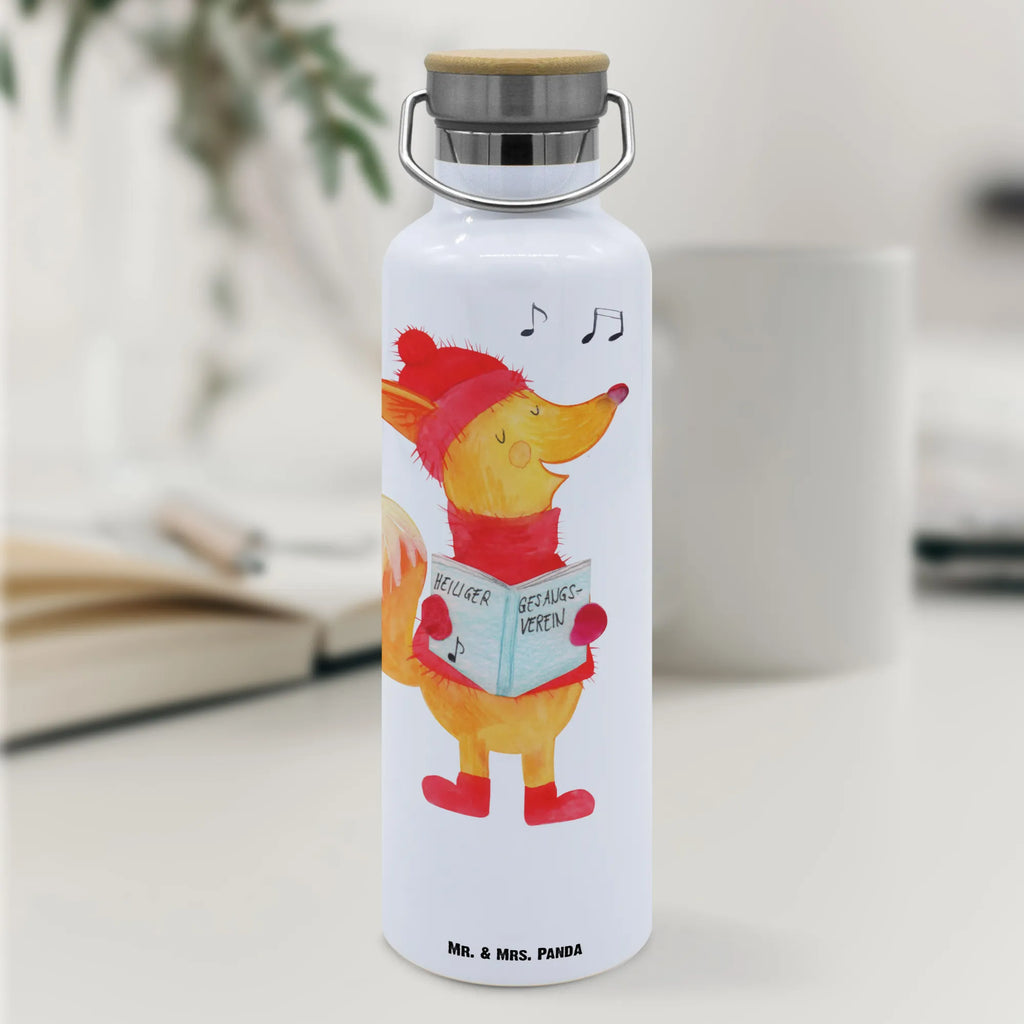 Trinkflasche Fuchs Sänger Thermosflasche, Isolierflasche, Edelstahl, Trinkflasche, isoliert, Wamrhaltefunktion, Sportflasche, Flasche zum Sport, Sportlerflasche, Winter, Weihnachten, Weihnachtsdeko, Nikolaus, Advent, Heiligabend, Wintermotiv, Fuchs, Füchse, Sänger, Geschenk Sänger, Singen, Weihnachtslieder