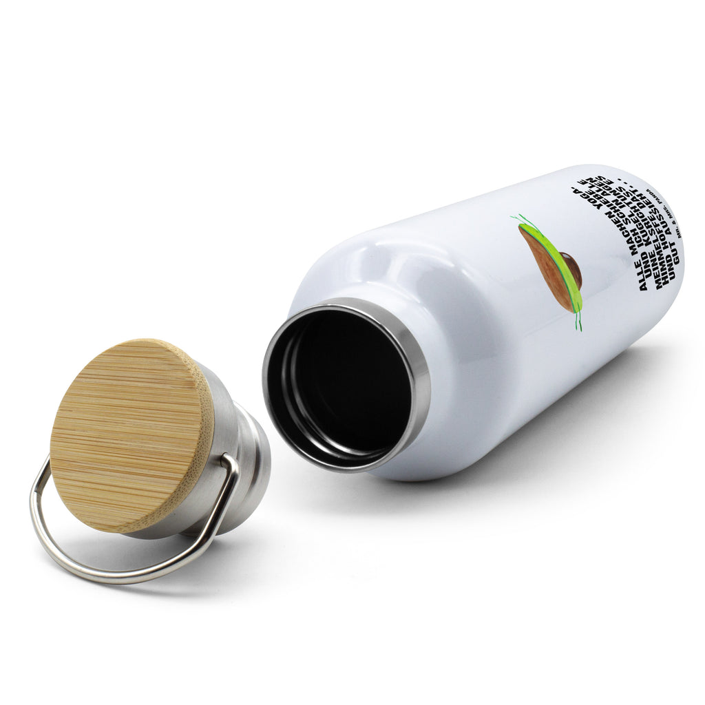 Trinkflasche Avocado Yoga Thermosflasche, Isolierflasche, Edelstahl, Trinkflasche, isoliert, Wamrhaltefunktion, Sportflasche, Flasche zum Sport, Sportlerflasche, Avocado, Veggie, Vegan, Gesund, Avocado Yoga Vegan