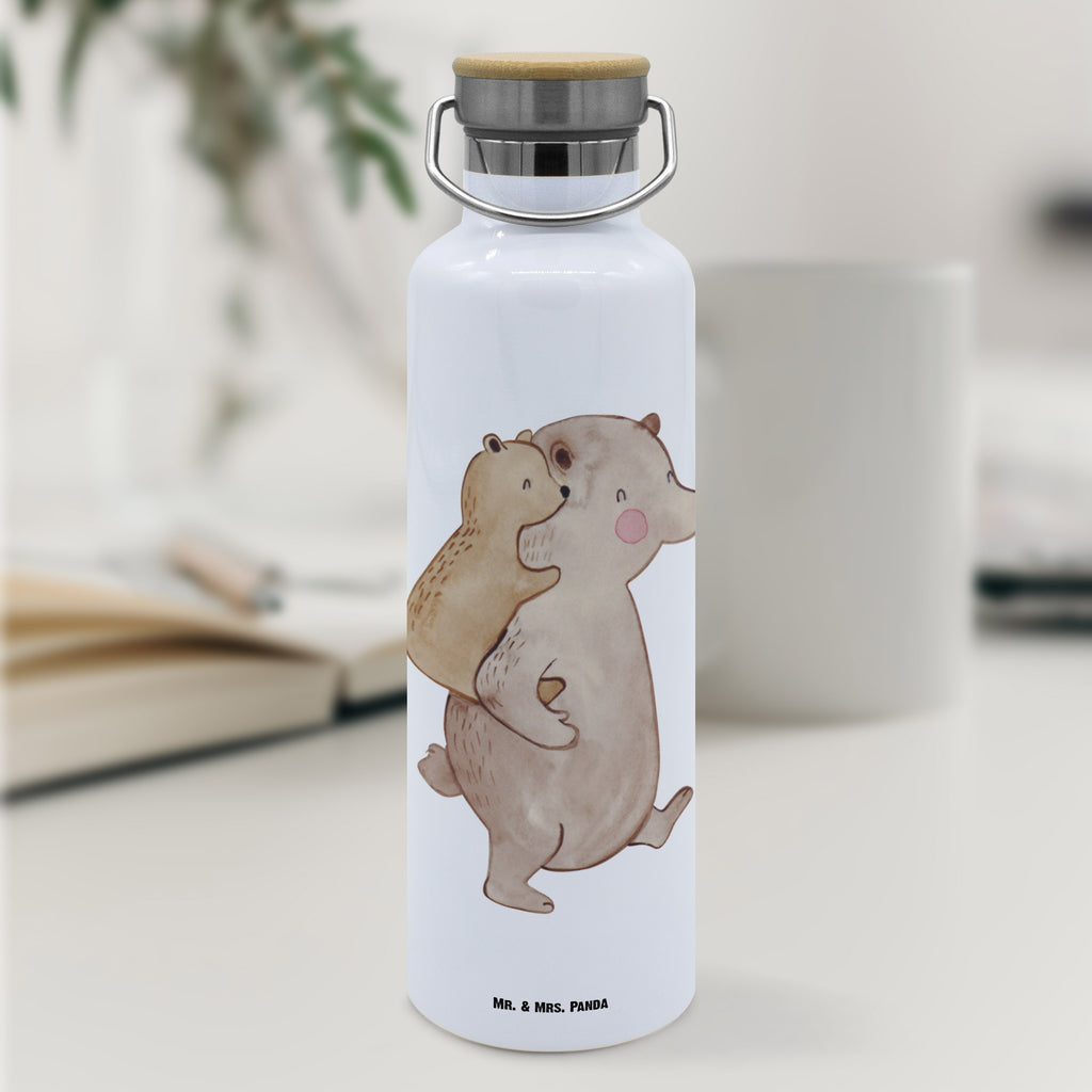 Trinkflasche Papa Bär Thermosflasche, Isolierflasche, Edelstahl, Trinkflasche, isoliert, Wamrhaltefunktion, Sportflasche, Flasche zum Sport, Sportlerflasche, Familie, Vatertag, Muttertag, Bruder, Schwester, Mama, Papa, Oma, Opa, Geschenk, Vater, Papi, Vati, Onkel, Geburtstag