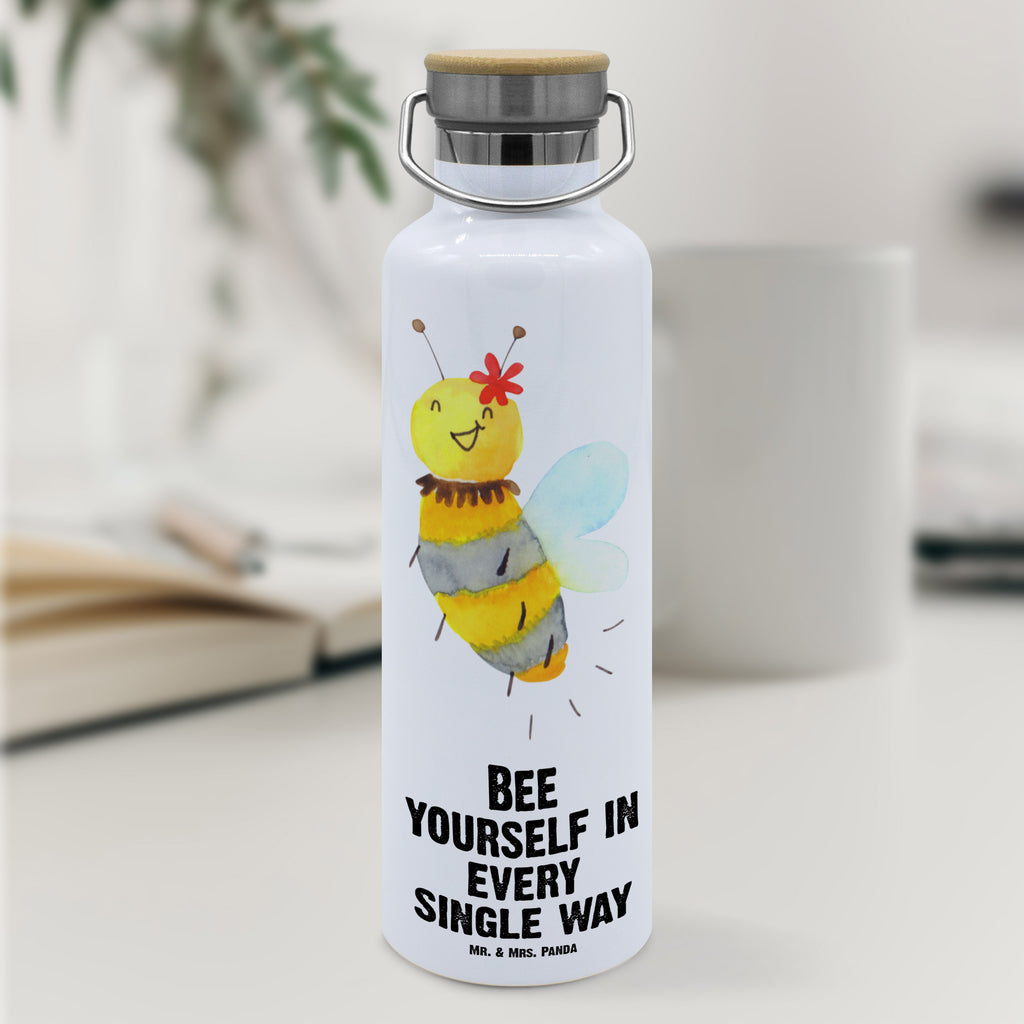 Trinkflasche Biene Blume Thermosflasche, Isolierflasche, Edelstahl, Trinkflasche, isoliert, Wamrhaltefunktion, Sportflasche, Flasche zum Sport, Sportlerflasche, Biene, Wespe, Hummel