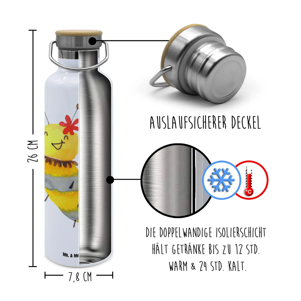 Trinkflasche Biene Blume Thermosflasche, Isolierflasche, Edelstahl, Trinkflasche, isoliert, Wamrhaltefunktion, Sportflasche, Flasche zum Sport, Sportlerflasche, Biene, Wespe, Hummel