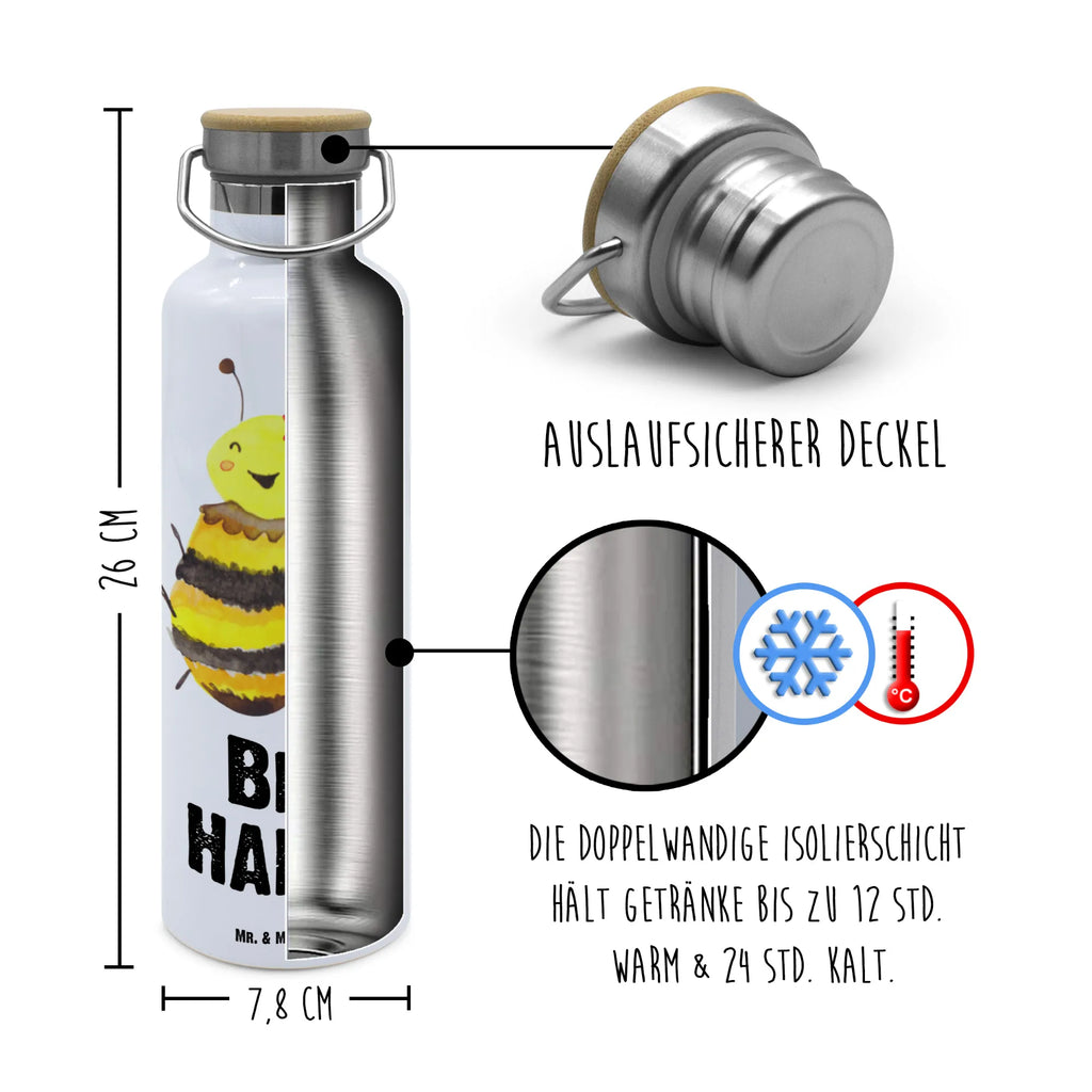 Trinkflasche Biene Happy Thermosflasche, Isolierflasche, Edelstahl, Trinkflasche, isoliert, Wamrhaltefunktion, Sportflasche, Flasche zum Sport, Sportlerflasche, Biene, Wespe, Hummel