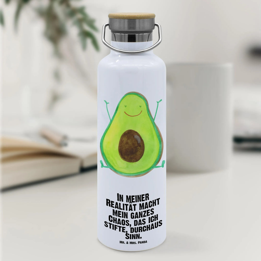 Trinkflasche Avocado Glücklich Thermosflasche, Isolierflasche, Edelstahl, Trinkflasche, isoliert, Wamrhaltefunktion, Sportflasche, Flasche zum Sport, Sportlerflasche, Avocado, Veggie, Vegan, Gesund, Chaos