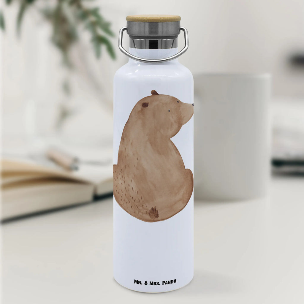 Trinkflasche Bär Schulterblick Thermosflasche, Isolierflasche, Edelstahl, Trinkflasche, isoliert, Wamrhaltefunktion, Sportflasche, Flasche zum Sport, Sportlerflasche, Bär, Teddy, Teddybär, Selbstachtung, Weltansicht, Motivation, Bären, Bärenliebe, Weisheit