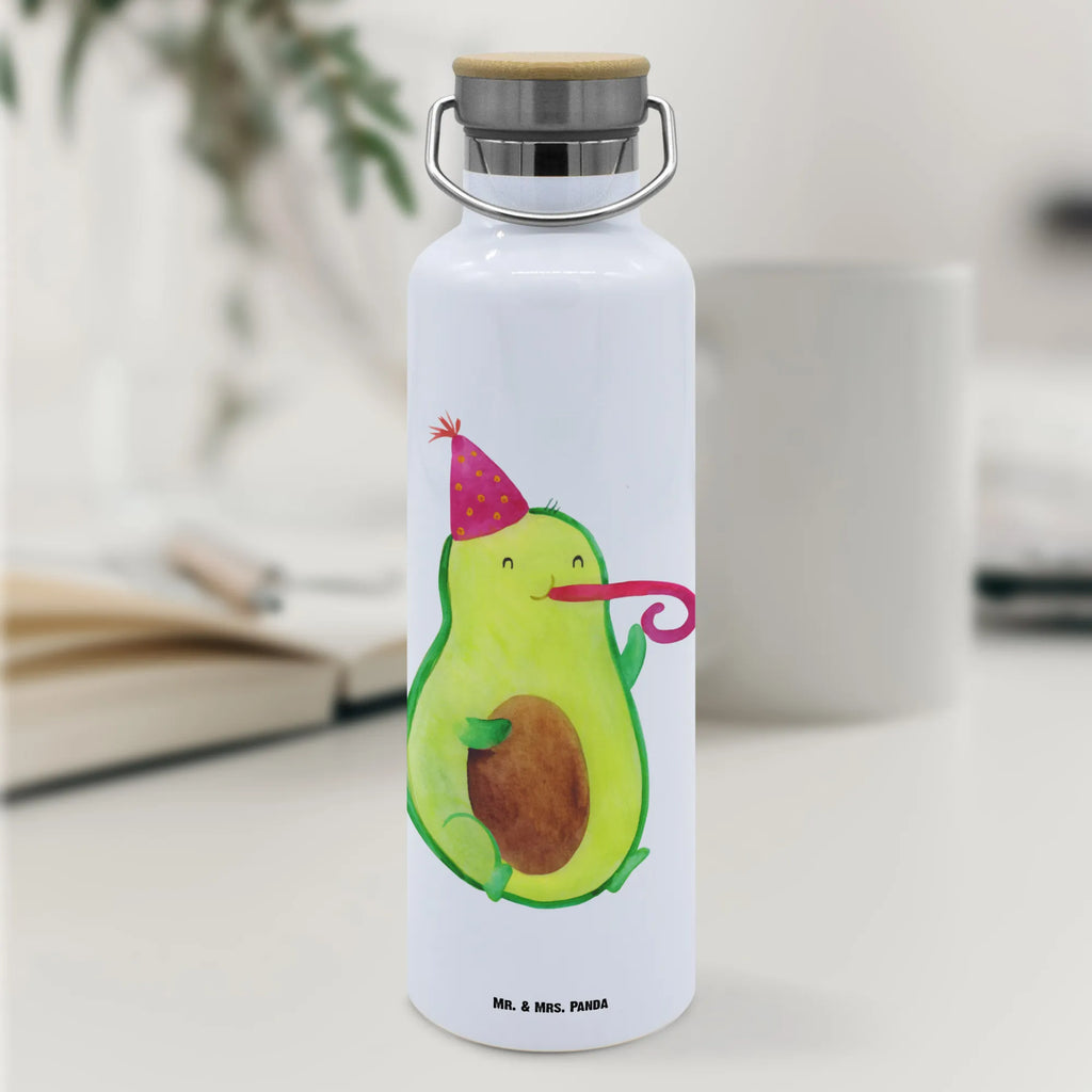 Trinkflasche Avocado Feier Thermosflasche, Isolierflasche, Edelstahl, Trinkflasche, isoliert, Wamrhaltefunktion, Sportflasche, Flasche zum Sport, Sportlerflasche, Avocado, Veggie, Vegan, Gesund, Party, Feierlichkeit, Feier, Fete, Geburtstag, Gute Laune, Tröte