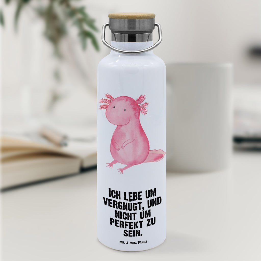 Trinkflasche Axolotl null Thermosflasche, Isolierflasche, Edelstahl, Trinkflasche, isoliert, Wamrhaltefunktion, Sportflasche, Flasche zum Sport, Sportlerflasche, Axolotl, Molch, Axolot, vergnügt, fröhlich, zufrieden, Lebensstil, Weisheit, Lebensweisheit, Liebe, Freundin