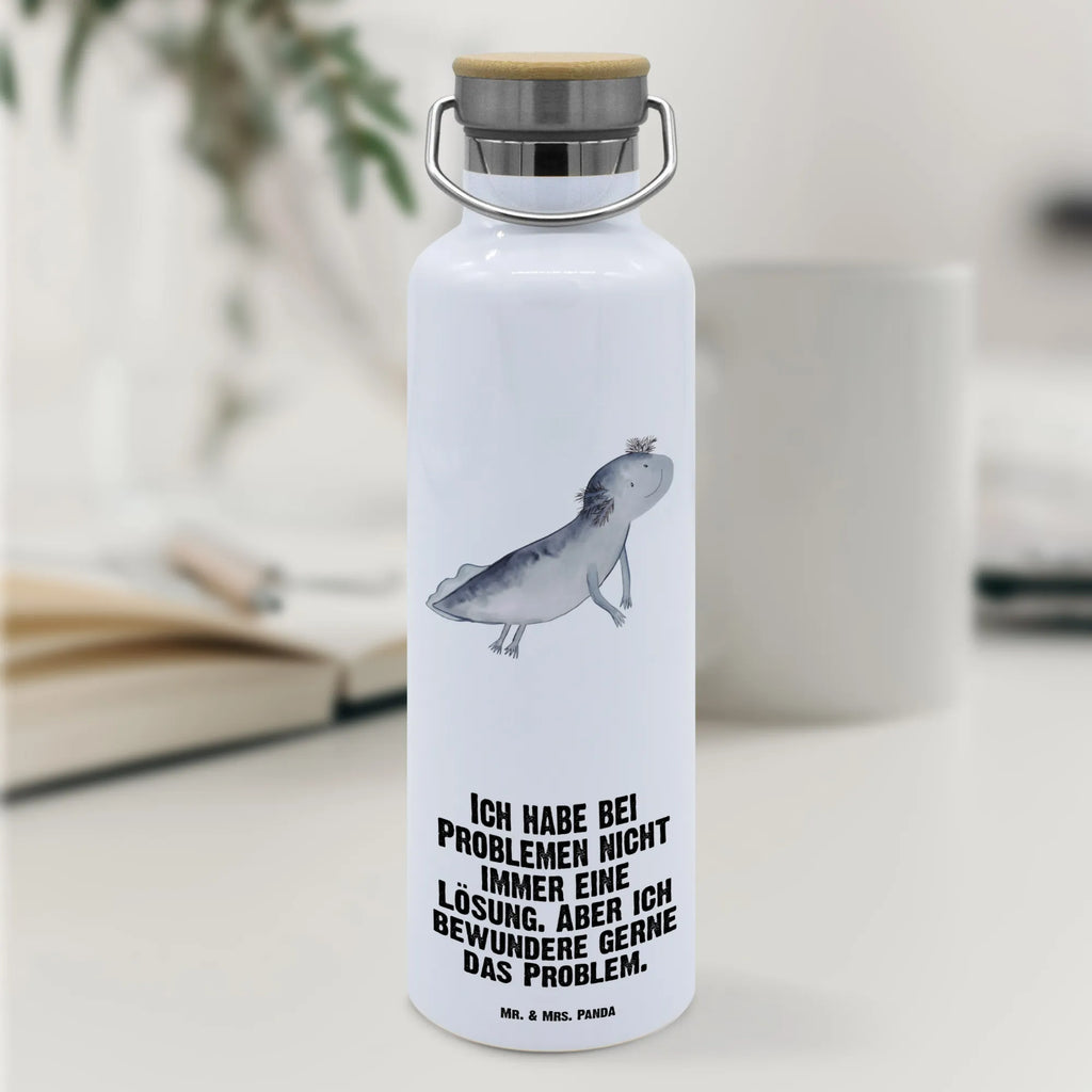 Trinkflasche Axolotl Schwimmen Thermosflasche, Isolierflasche, Edelstahl, Trinkflasche, isoliert, Wamrhaltefunktion, Sportflasche, Flasche zum Sport, Sportlerflasche, Axolotl, Molch, Axolot, Schwanzlurch, Lurch, Lurche, Problem, Probleme, Lösungen, Motivation