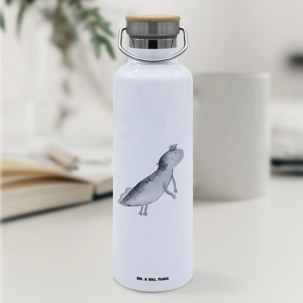 Trinkflasche Axolotl Schwimmen Thermosflasche, Isolierflasche, Edelstahl, Trinkflasche, isoliert, Wamrhaltefunktion, Sportflasche, Flasche zum Sport, Sportlerflasche, Axolotl, Molch, Axolot, Schwanzlurch, Lurch, Lurche, Problem, Probleme, Lösungen, Motivation