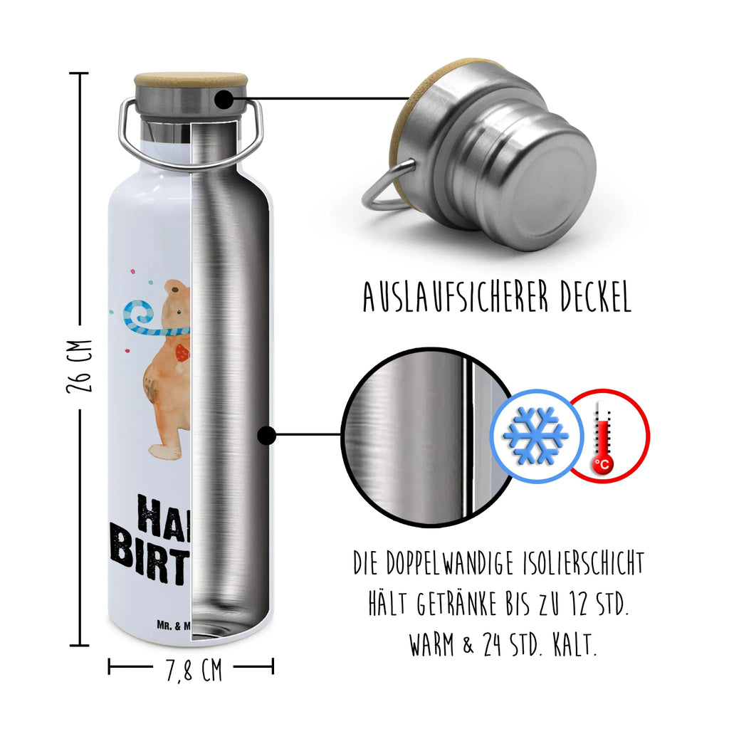 Trinkflasche Bär Geburtstag Thermosflasche, Isolierflasche, Edelstahl, Trinkflasche, isoliert, Wamrhaltefunktion, Sportflasche, Flasche zum Sport, Sportlerflasche, Bär, Teddy, Teddybär, Happy Birthday, Alles Gute, Glückwunsch, Geburtstag