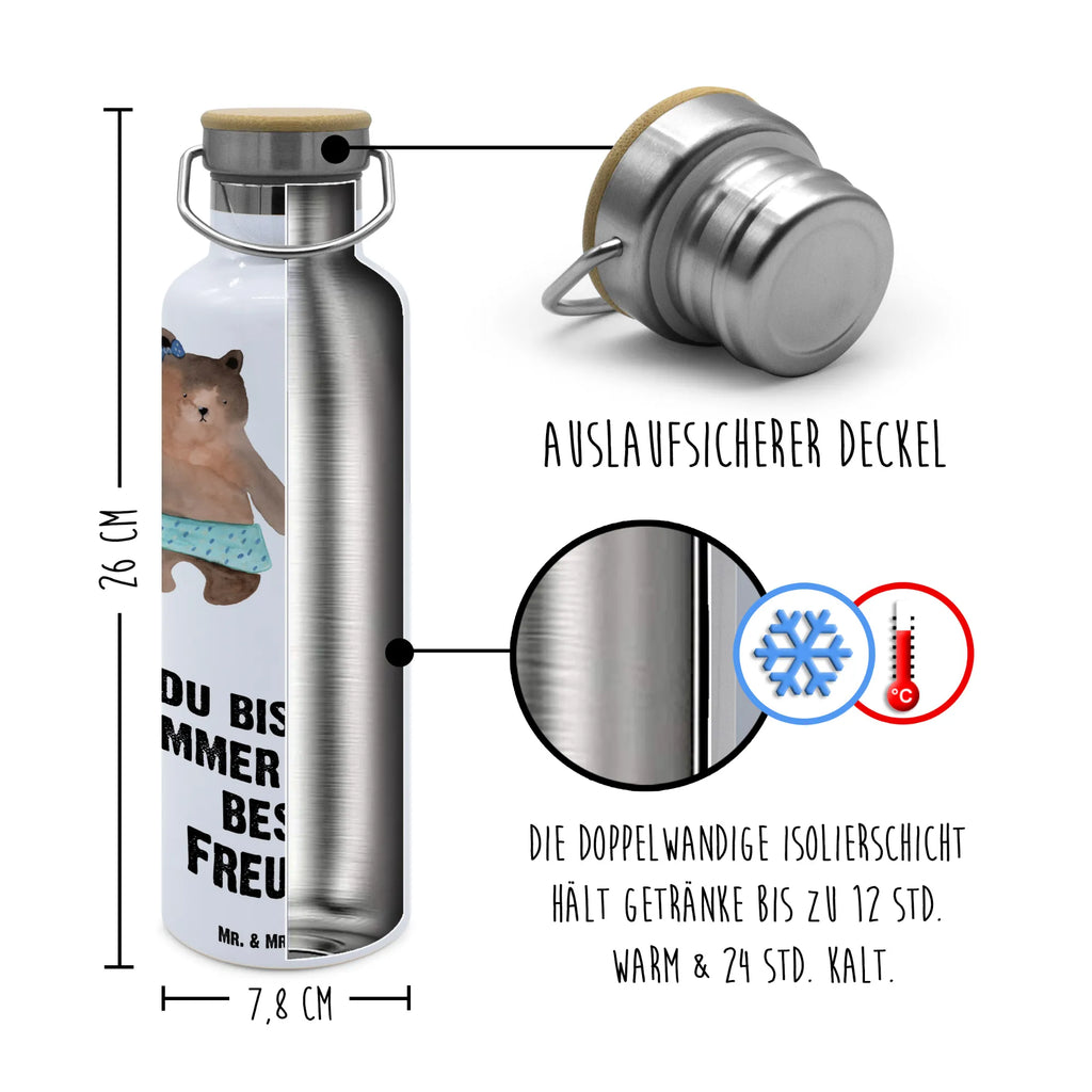 Trinkflasche Bär Freundin Thermosflasche, Isolierflasche, Edelstahl, Trinkflasche, isoliert, Wamrhaltefunktion, Sportflasche, Flasche zum Sport, Sportlerflasche, Bär, Teddy, Teddybär, Bär Freundin Beste Freund Liebe Liebesbeweis Verliebt Kumpel Kumpeliene