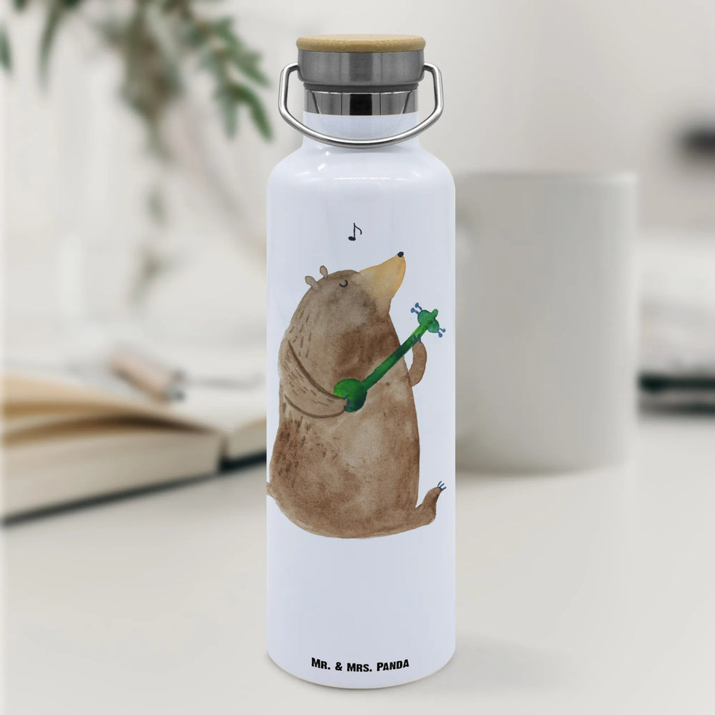 Trinkflasche Bär Gitarre Thermosflasche, Isolierflasche, Edelstahl, Trinkflasche, isoliert, Wamrhaltefunktion, Sportflasche, Flasche zum Sport, Sportlerflasche, Bär, Teddy, Teddybär