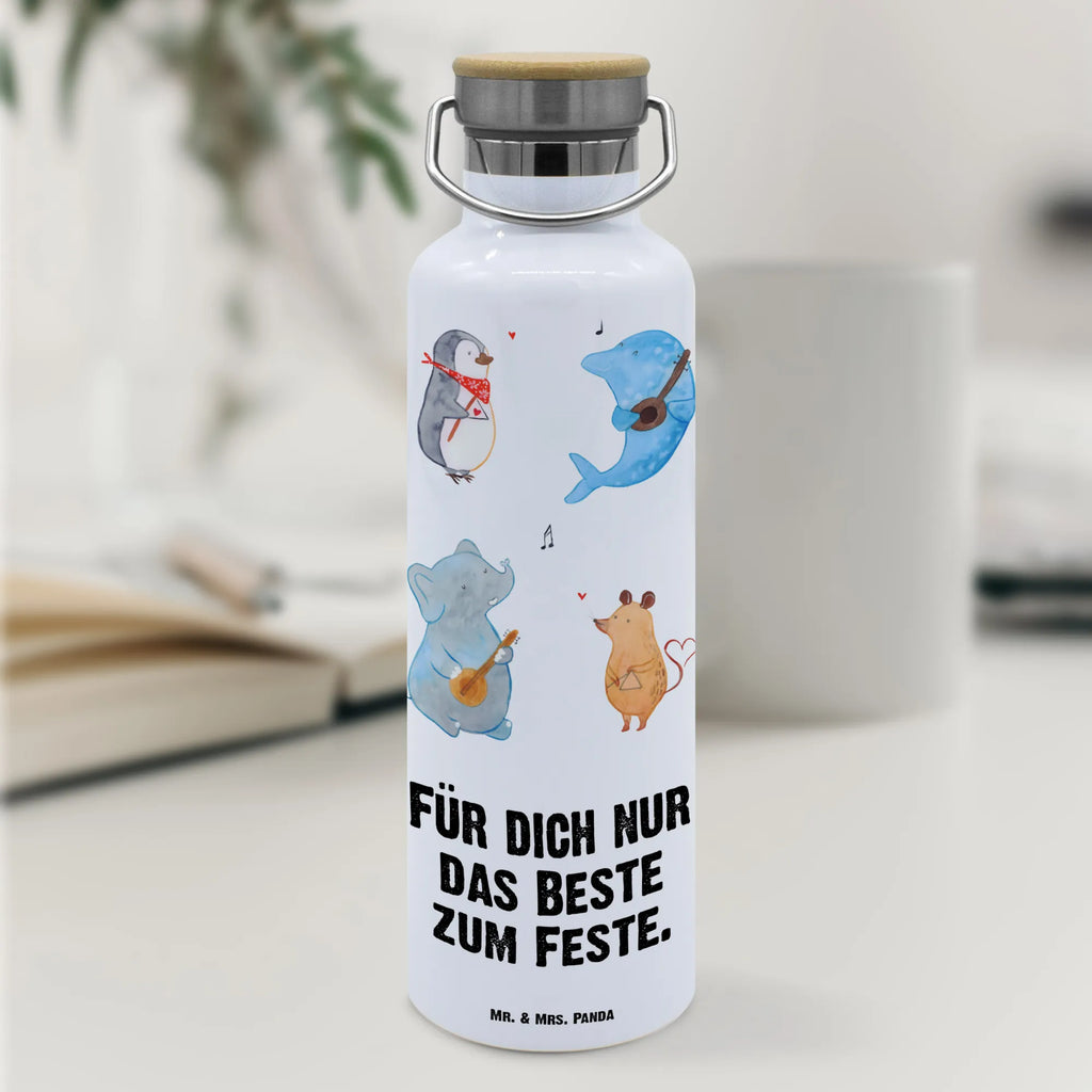 Trinkflasche Big Band Thermosflasche, Isolierflasche, Edelstahl, Trinkflasche, isoliert, Wamrhaltefunktion, Sportflasche, Flasche zum Sport, Sportlerflasche, Tiermotive, Gute Laune, lustige Sprüche, Tiere, Hund, Pinguin, Maus, Elefant, Delfin, Gitarre, Band, Triangel, Musikanten, Musik