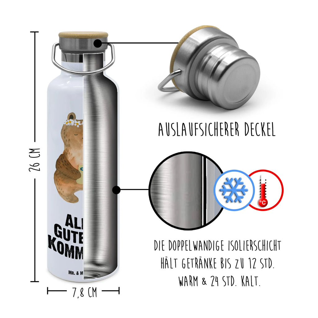 Trinkflasche Bär Kommunion Thermosflasche, Isolierflasche, Edelstahl, Trinkflasche, isoliert, Wamrhaltefunktion, Sportflasche, Flasche zum Sport, Sportlerflasche, Bär, Teddy, Teddybär, Kommunion, Gottes Segen, Taufkerze, katholisch