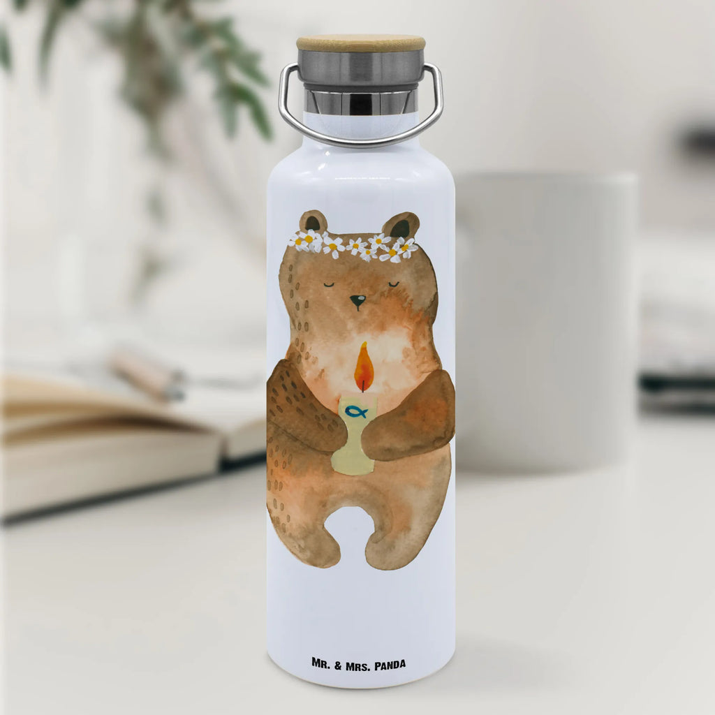 Trinkflasche Bär Kommunion Thermosflasche, Isolierflasche, Edelstahl, Trinkflasche, isoliert, Wamrhaltefunktion, Sportflasche, Flasche zum Sport, Sportlerflasche, Bär, Teddy, Teddybär, Kommunion, Gottes Segen, Taufkerze, katholisch