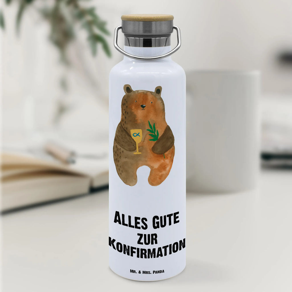 Trinkflasche Bär Konfirmation Thermosflasche, Isolierflasche, Edelstahl, Trinkflasche, isoliert, Wamrhaltefunktion, Sportflasche, Flasche zum Sport, Sportlerflasche, Bär, Teddy, Teddybär, Konfirmation, Kirche, evangelisch, Gottesdienst