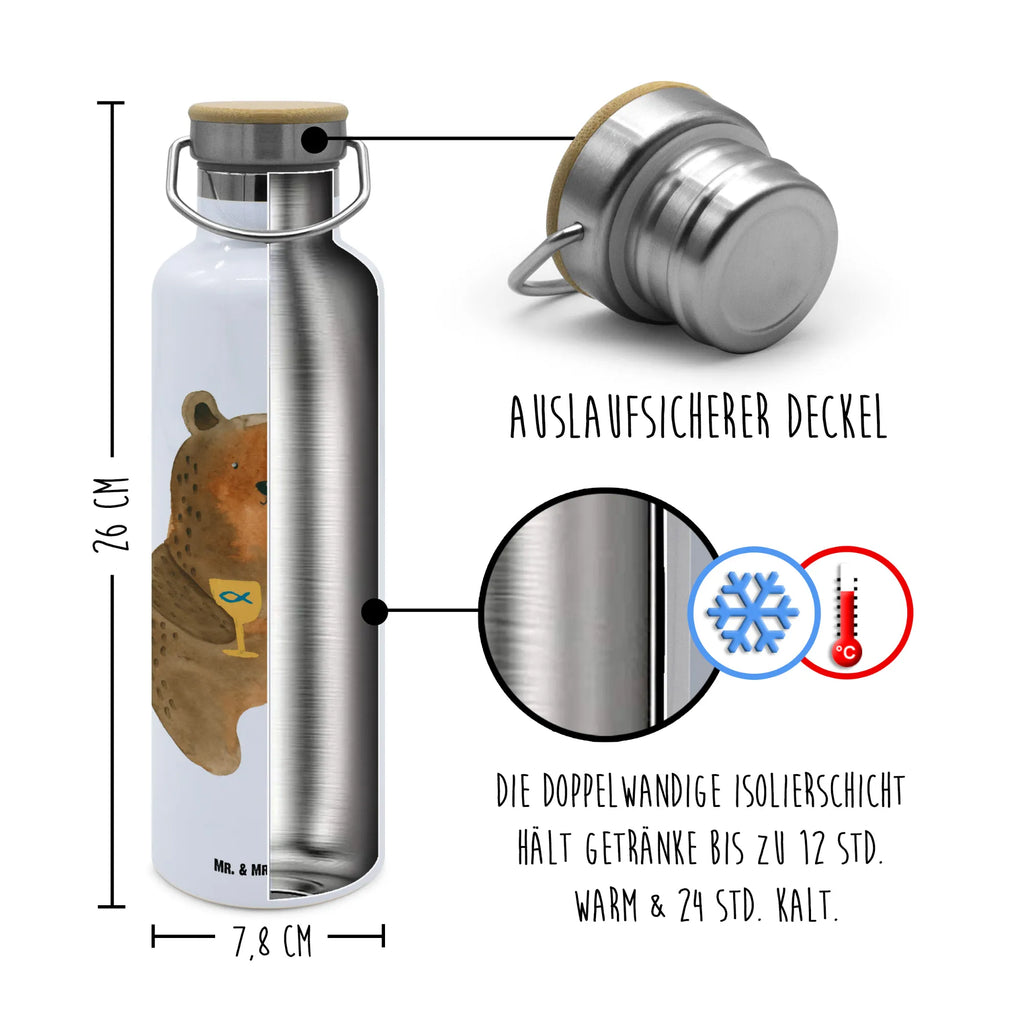 Trinkflasche Bär Konfirmation Thermosflasche, Isolierflasche, Edelstahl, Trinkflasche, isoliert, Wamrhaltefunktion, Sportflasche, Flasche zum Sport, Sportlerflasche, Bär, Teddy, Teddybär, Konfirmation, Kirche, evangelisch, Gottesdienst