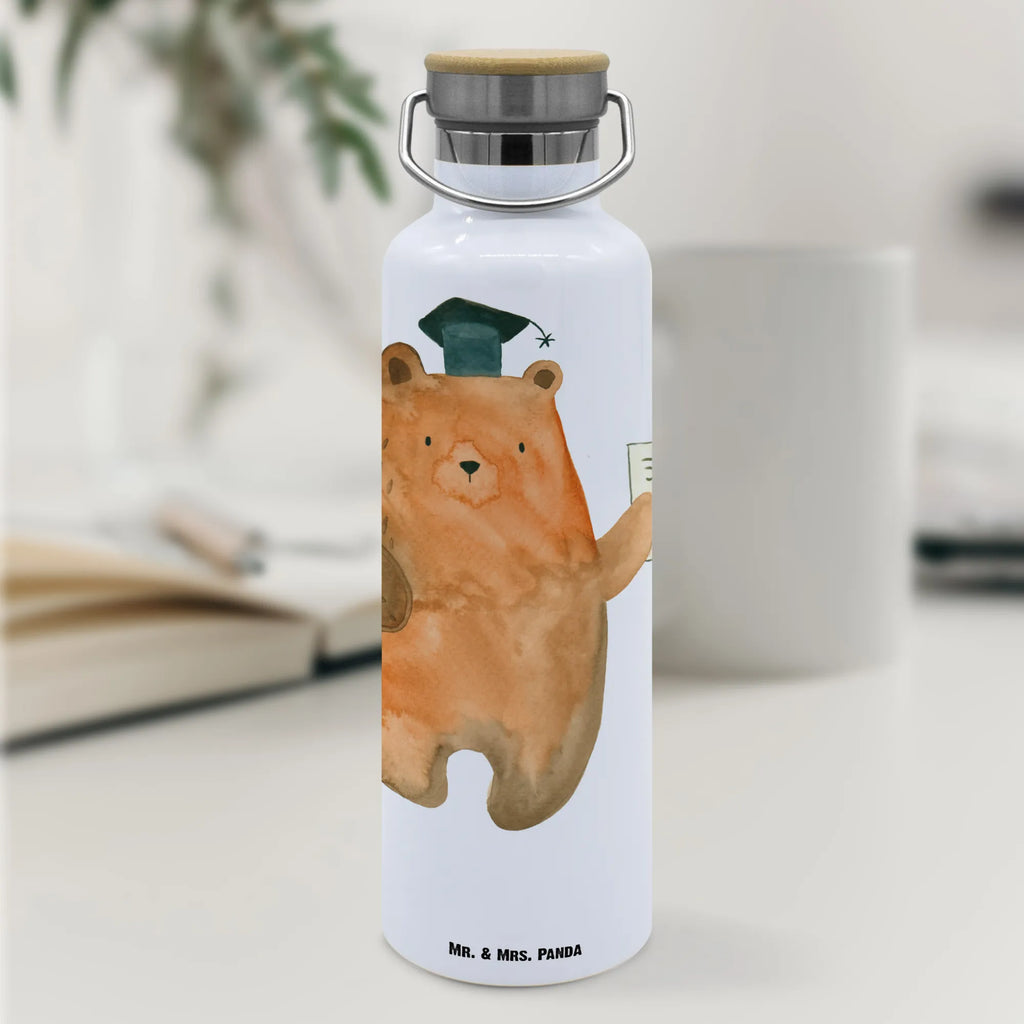 Trinkflasche Bär Prüfung Thermosflasche, Isolierflasche, Edelstahl, Trinkflasche, isoliert, Wamrhaltefunktion, Sportflasche, Flasche zum Sport, Sportlerflasche, Bär, Teddy, Teddybär, Abitur, Prüfungen, Prüfung bestanden, Abschluss, Zeugnis, Abschlusszeugnis