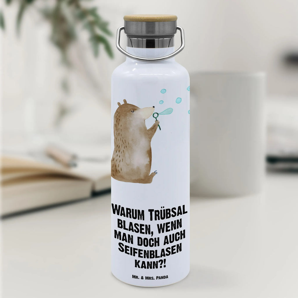 Trinkflasche Bär Seifenblasen Thermosflasche, Isolierflasche, Edelstahl, Trinkflasche, isoliert, Wamrhaltefunktion, Sportflasche, Flasche zum Sport, Sportlerflasche, Bär, Teddy, Teddybär, Seifenblasen Bär Lustig Sein Glücklich Traurig Happy