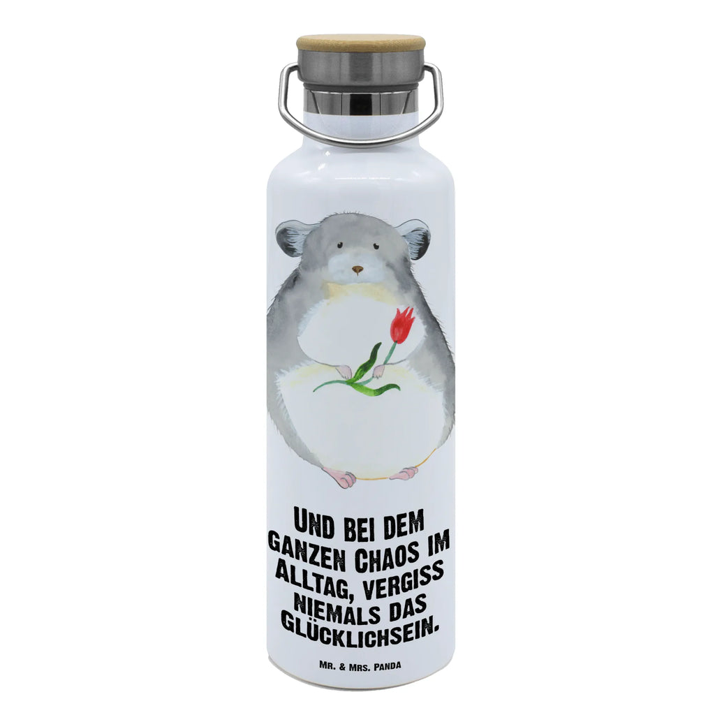 Trinkflasche Chinchilla Blume Thermosflasche, Isolierflasche, Edelstahl, Trinkflasche, isoliert, Wamrhaltefunktion, Sportflasche, Flasche zum Sport, Sportlerflasche, Tiermotive, Gute Laune, lustige Sprüche, Tiere, Chinchilla, Chinchillas, Liebeskummer, Kummer, Depressionen, traurig sein, Chaos, Glücklichsein, Büro, Büroalltag