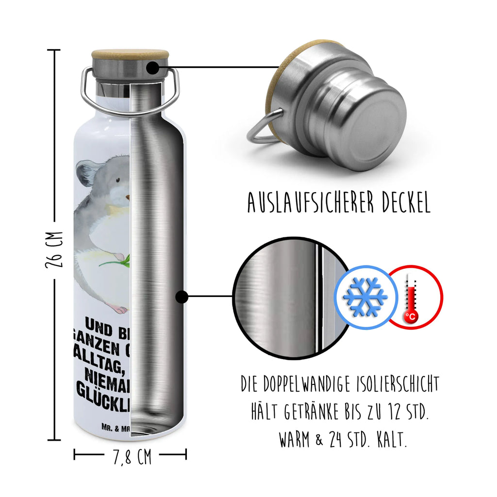 Trinkflasche Chinchilla Blume Thermosflasche, Isolierflasche, Edelstahl, Trinkflasche, isoliert, Wamrhaltefunktion, Sportflasche, Flasche zum Sport, Sportlerflasche, Tiermotive, Gute Laune, lustige Sprüche, Tiere, Chinchilla, Chinchillas, Liebeskummer, Kummer, Depressionen, traurig sein, Chaos, Glücklichsein, Büro, Büroalltag