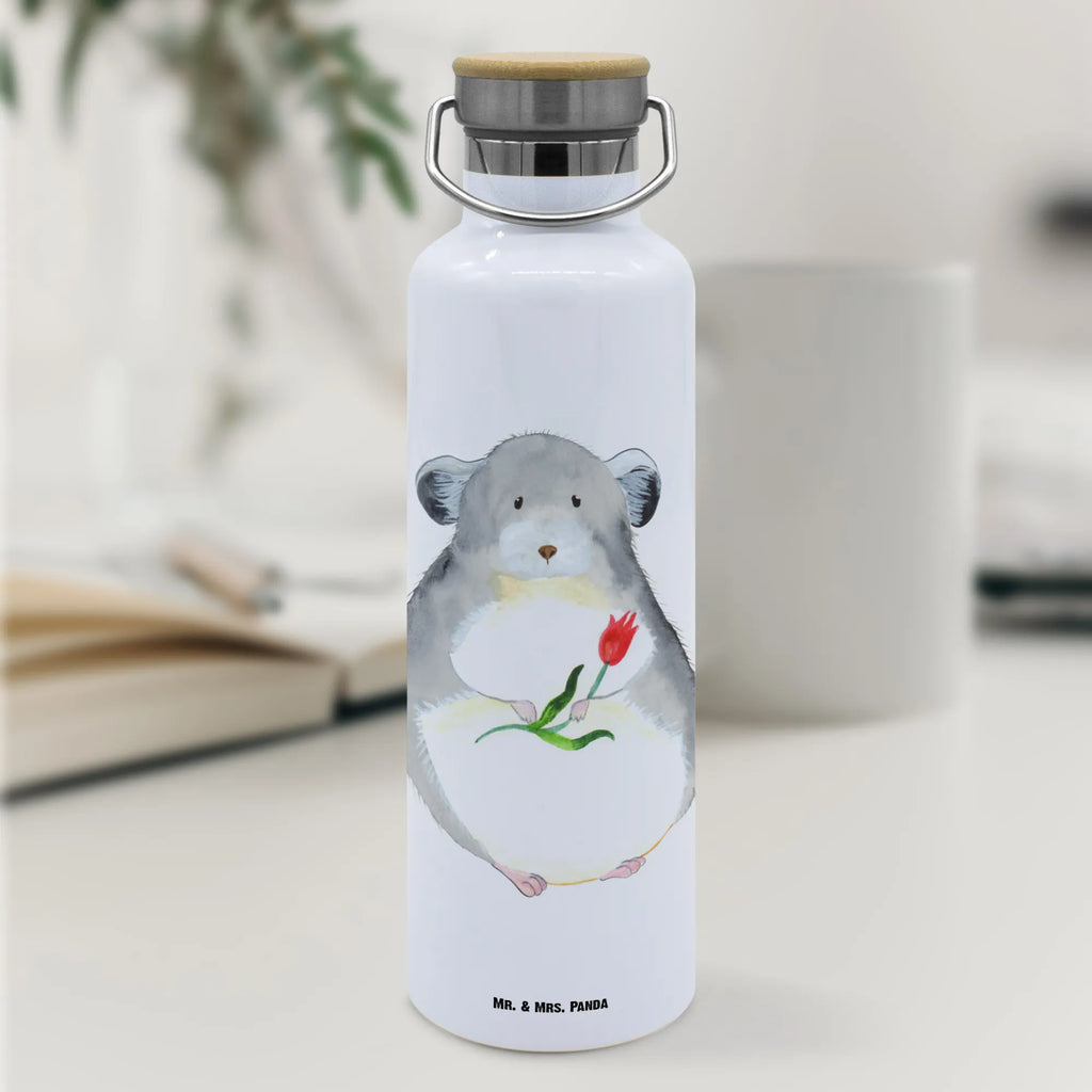 Trinkflasche Chinchilla Blume Thermosflasche, Isolierflasche, Edelstahl, Trinkflasche, isoliert, Wamrhaltefunktion, Sportflasche, Flasche zum Sport, Sportlerflasche, Tiermotive, Gute Laune, lustige Sprüche, Tiere, Chinchilla, Chinchillas, Liebeskummer, Kummer, Depressionen, traurig sein, Chaos, Glücklichsein, Büro, Büroalltag