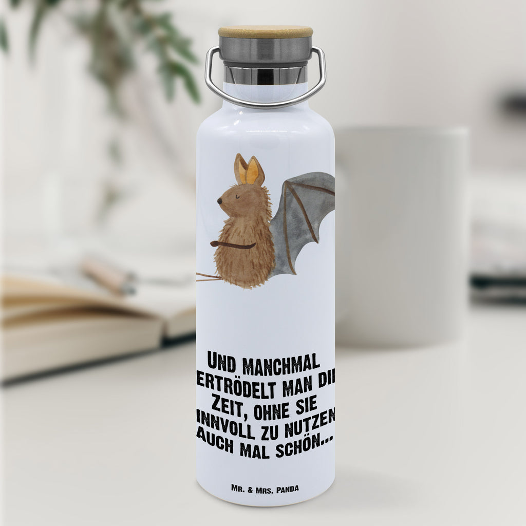 Trinkflasche Fledermaus Sitzen Thermosflasche, Isolierflasche, Edelstahl, Trinkflasche, isoliert, Wamrhaltefunktion, Sportflasche, Flasche zum Sport, Sportlerflasche, Tiermotive, Gute Laune, lustige Sprüche, Tiere, Fledermaus, Fledermäuse, Motivation, entspannen