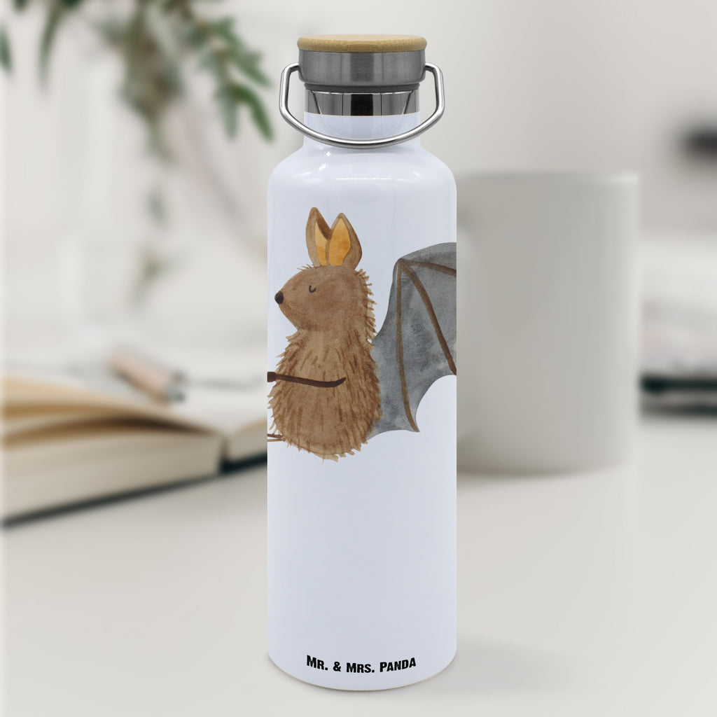 Trinkflasche Fledermaus Sitzen Thermosflasche, Isolierflasche, Edelstahl, Trinkflasche, isoliert, Wamrhaltefunktion, Sportflasche, Flasche zum Sport, Sportlerflasche, Tiermotive, Gute Laune, lustige Sprüche, Tiere, Fledermaus, Fledermäuse, Motivation, entspannen