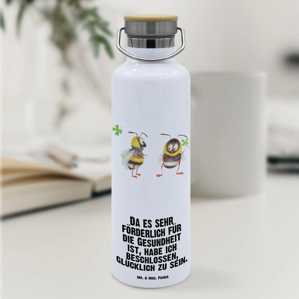 Trinkflasche Hummeln Kleeblatt Thermosflasche, Isolierflasche, Edelstahl, Trinkflasche, isoliert, Wamrhaltefunktion, Sportflasche, Flasche zum Sport, Sportlerflasche, Tiermotive, Gute Laune, lustige Sprüche, Tiere, Hummel, Biene, Spruch positiv, Biene Deko, Spruch schön, glücklich sein, glücklich werden, Spruch fröhlich