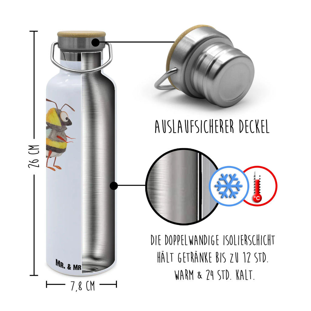 Trinkflasche Hummeln Kleeblatt Thermosflasche, Isolierflasche, Edelstahl, Trinkflasche, isoliert, Wamrhaltefunktion, Sportflasche, Flasche zum Sport, Sportlerflasche, Tiermotive, Gute Laune, lustige Sprüche, Tiere, Hummel, Biene, Spruch positiv, Biene Deko, Spruch schön, glücklich sein, glücklich werden, Spruch fröhlich