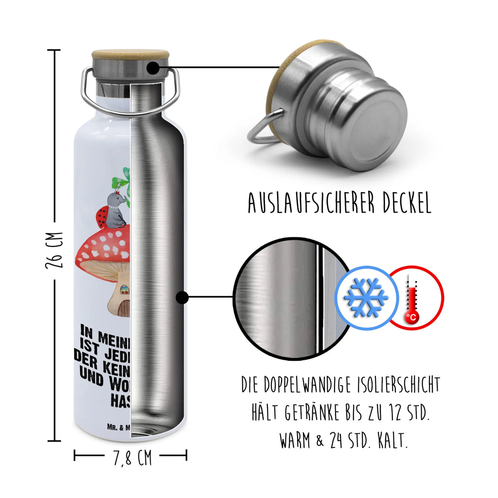 Trinkflasche Marienkäfer Fliegenpilz Thermosflasche, Isolierflasche, Edelstahl, Trinkflasche, isoliert, Wamrhaltefunktion, Sportflasche, Flasche zum Sport, Sportlerflasche, Tiermotive, Gute Laune, lustige Sprüche, Tiere, Haus, Wohnung, zuhause, Fliegenpilz, Marienkäfer, Fleigenpilzhaus