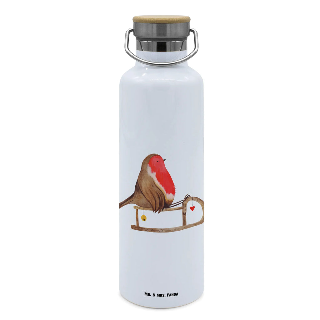 Trinkflasche Rotkehlchen Schlitten Thermosflasche, Isolierflasche, Edelstahl, Trinkflasche, isoliert, Wamrhaltefunktion, Sportflasche, Flasche zum Sport, Sportlerflasche, Winter, Weihnachten, Weihnachtsdeko, Nikolaus, Advent, Heiligabend, Wintermotiv, Schlitten, Vogel