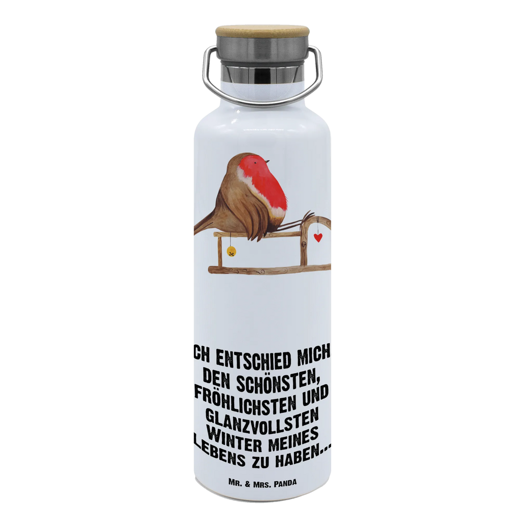 Trinkflasche Rotkehlchen Schlitten Thermosflasche, Isolierflasche, Edelstahl, Trinkflasche, isoliert, Wamrhaltefunktion, Sportflasche, Flasche zum Sport, Sportlerflasche, Winter, Weihnachten, Weihnachtsdeko, Nikolaus, Advent, Heiligabend, Wintermotiv, Schlitten, Vogel