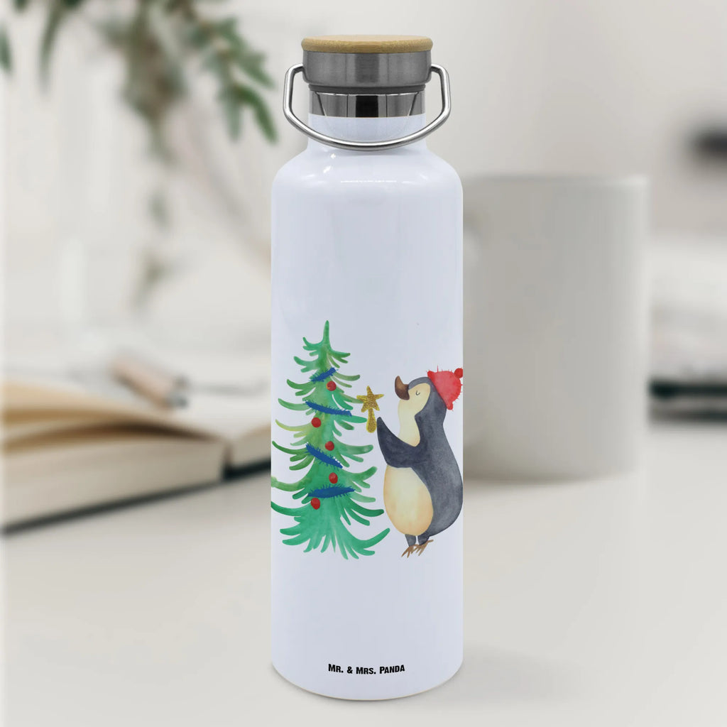 Trinkflasche Pinguin Weihnachtsbaum Thermosflasche, Isolierflasche, Edelstahl, Trinkflasche, isoliert, Wamrhaltefunktion, Sportflasche, Flasche zum Sport, Sportlerflasche, Winter, Weihnachten, Weihnachtsdeko, Nikolaus, Advent, Heiligabend, Wintermotiv, Pinguin