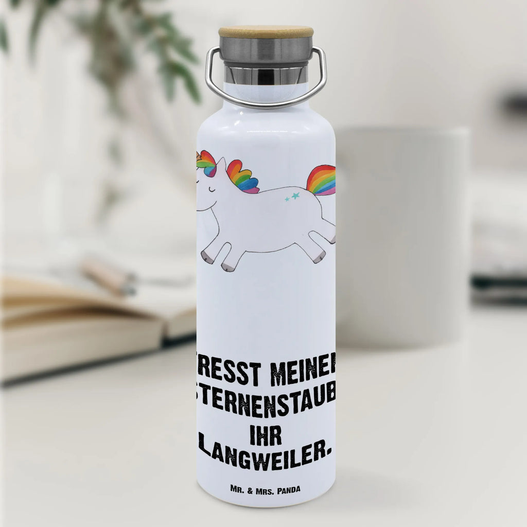 Trinkflasche Einhorn Happy Thermosflasche, Isolierflasche, Edelstahl, Trinkflasche, isoliert, Wamrhaltefunktion, Sportflasche, Flasche zum Sport, Sportlerflasche, Einhorn, Einhörner, Einhorn Deko, Pegasus, Unicorn, glücklich, fröhlich, Spaß, Freude, Lebensfreude, witzig, spannend, Lächeln, Lachen