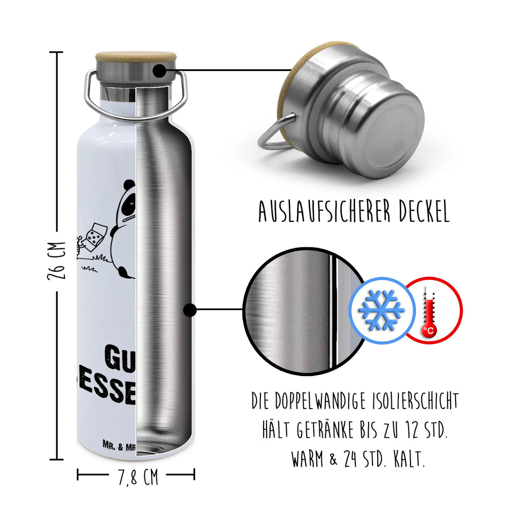 Trinkflasche Panda Gute Besserung Thermosflasche, Isolierflasche, Edelstahl, Trinkflasche, isoliert, Wamrhaltefunktion, Sportflasche, Flasche zum Sport, Sportlerflasche