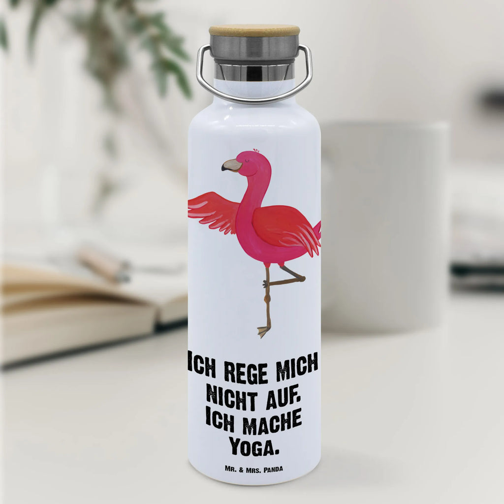 Trinkflasche Flamingo Yoga Thermosflasche, Isolierflasche, Edelstahl, Trinkflasche, isoliert, Wamrhaltefunktion, Sportflasche, Flasche zum Sport, Sportlerflasche, Flamingo, Vogel, Yoga, Namaste, Achtsamkeit, Yoga-Übung, Entspannung, Ärger, Aufregen, Tiefenentspannung