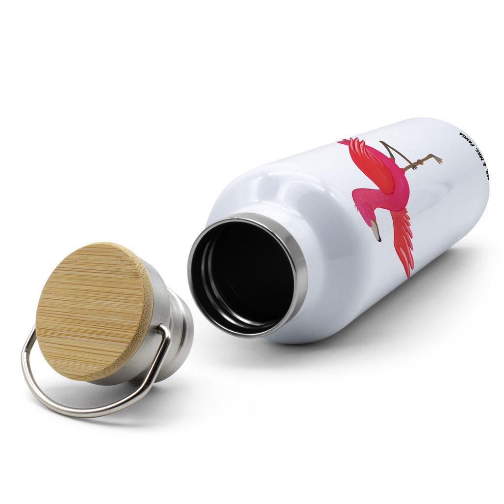 Trinkflasche Flamingo Yoga Thermosflasche, Isolierflasche, Edelstahl, Trinkflasche, isoliert, Wamrhaltefunktion, Sportflasche, Flasche zum Sport, Sportlerflasche, Flamingo, Vogel, Yoga, Namaste, Achtsamkeit, Yoga-Übung, Entspannung, Ärger, Aufregen, Tiefenentspannung