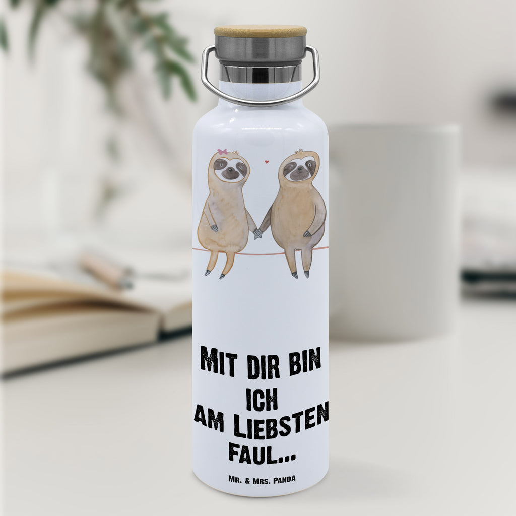 Trinkflasche Faultier Pärchen Thermosflasche, Isolierflasche, Edelstahl, Trinkflasche, isoliert, Wamrhaltefunktion, Sportflasche, Flasche zum Sport, Sportlerflasche, Faultier, Faultier Geschenk, Faultier Deko, Faultiere, faul, Lieblingstier, Liebe, Liebespaar, Faultierliebe, Faultierpärchen, verliebt, verlobt, gemeinsam, relaxen, Pärchen, Beziehung, Langsamkeit