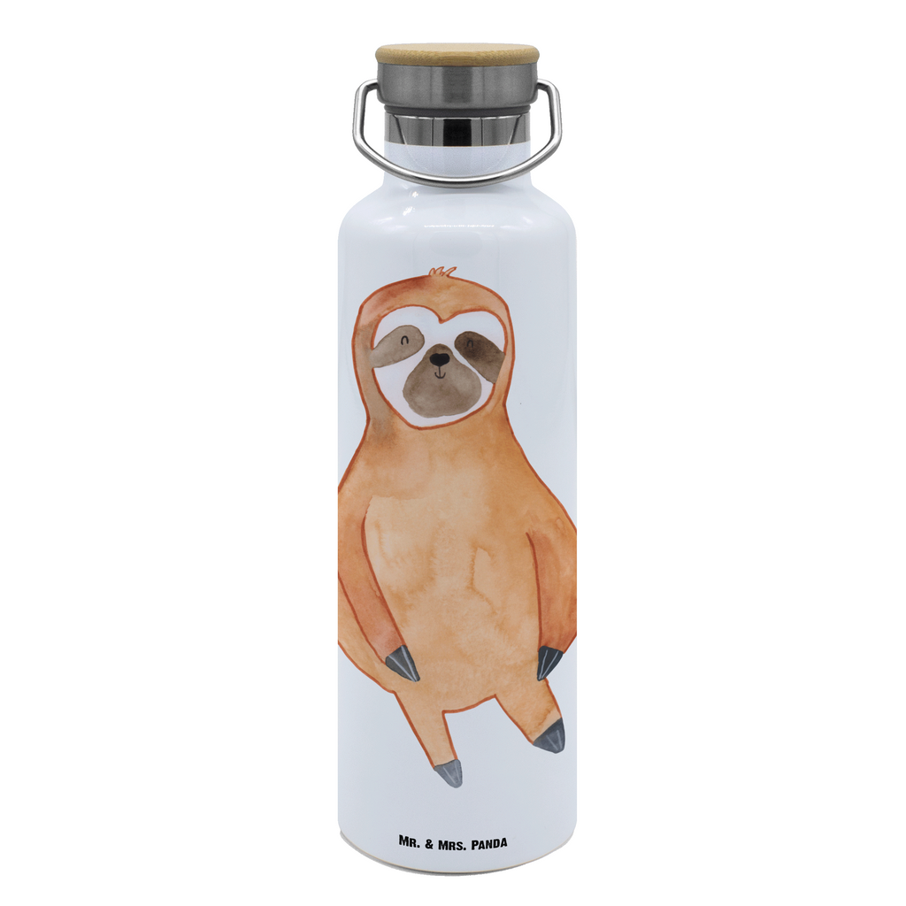 Trinkflasche Faultier Zufrieden Thermosflasche, Isolierflasche, Edelstahl, Trinkflasche, isoliert, Wamrhaltefunktion, Sportflasche, Flasche zum Sport, Sportlerflasche, Faultier, Faultier Geschenk, Faultier Deko, Faultiere, faul, Lieblingstier, Pause, relaxen, Glück, glücklich, zufrieden, happy, Zufriedenheit, Gelassenheit, Ruhe, Frieden