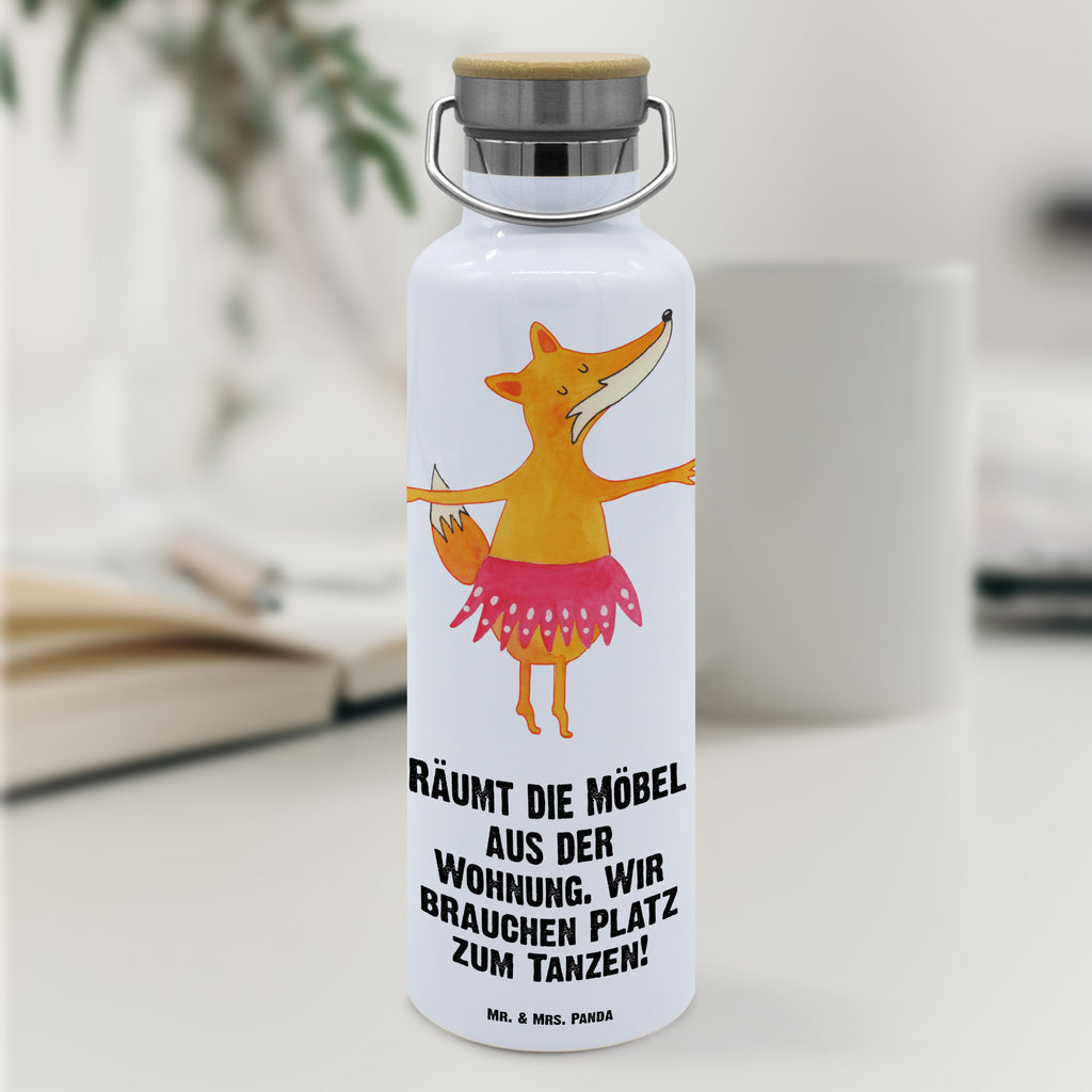 Trinkflasche Fuchs Ballerina Thermosflasche, Isolierflasche, Edelstahl, Trinkflasche, isoliert, Wamrhaltefunktion, Sportflasche, Flasche zum Sport, Sportlerflasche, Fuchs, Fuchs Spruch, Füchse, Füchsin, Ballerina, Ballett, Tänzerin, Tanzen, Party, Einladung, Geburtstag