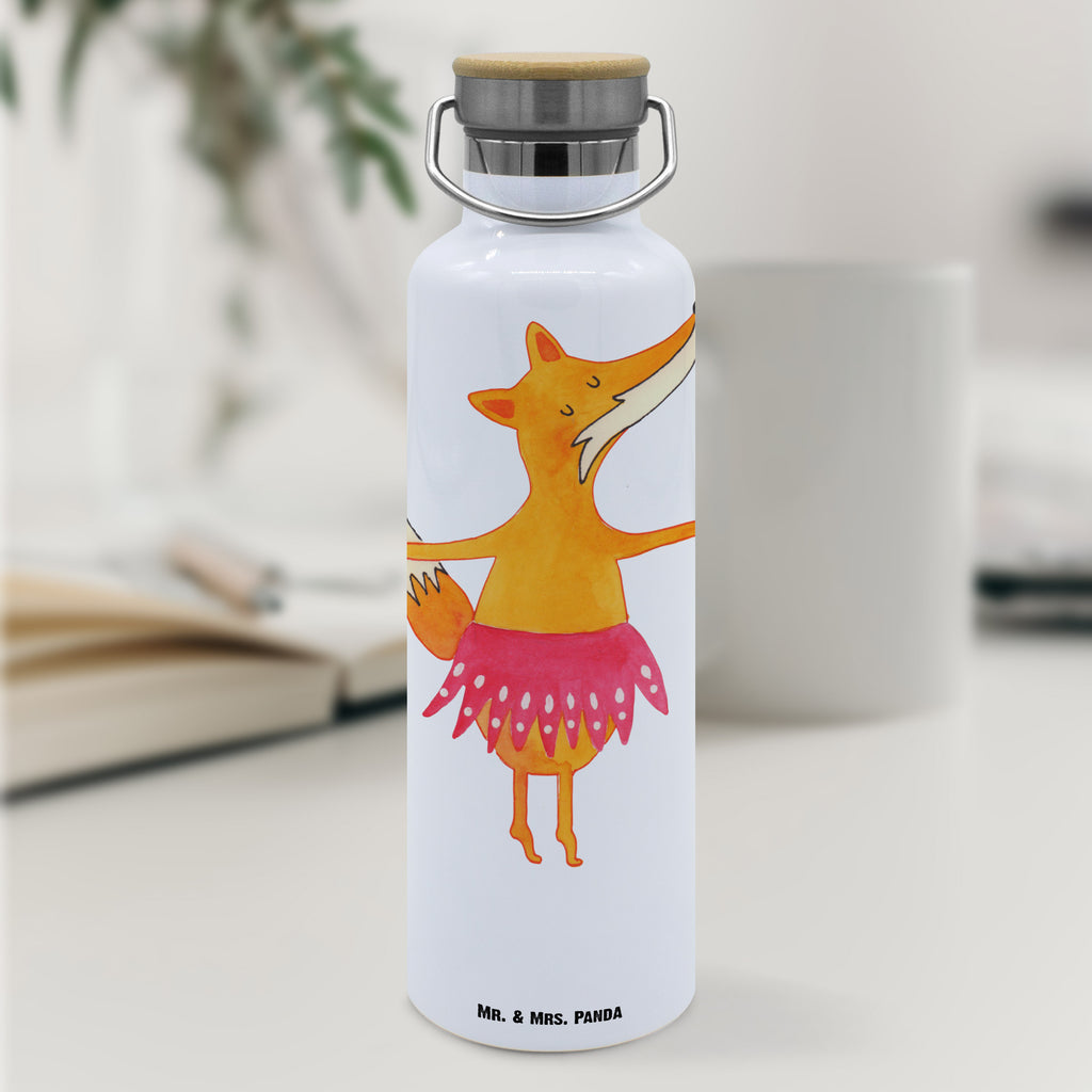 Trinkflasche Fuchs Ballerina Thermosflasche, Isolierflasche, Edelstahl, Trinkflasche, isoliert, Wamrhaltefunktion, Sportflasche, Flasche zum Sport, Sportlerflasche, Fuchs, Fuchs Spruch, Füchse, Füchsin, Ballerina, Ballett, Tänzerin, Tanzen, Party, Einladung, Geburtstag