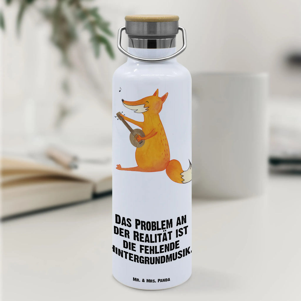 Trinkflasche Fuchs Gitarre Thermosflasche, Isolierflasche, Edelstahl, Trinkflasche, isoliert, Wamrhaltefunktion, Sportflasche, Flasche zum Sport, Sportlerflasche, Fuchs, Füchse, Geschenk Musiker, Musik Spruch, Musikerin, Sänger, Sängerin, Gitarre