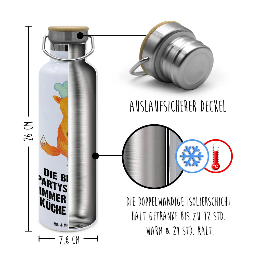 Trinkflasche Fuchs Koch Thermosflasche, Isolierflasche, Edelstahl, Trinkflasche, isoliert, Wamrhaltefunktion, Sportflasche, Flasche zum Sport, Sportlerflasche, Fuchs, Füchse, Koch Geschenk, Küche Spruch, Küche Deko, Köche, Bäcker, Party Spruch, Spruch lustig, witzig