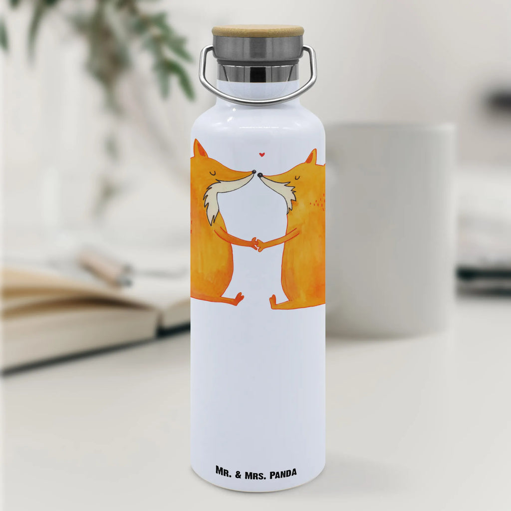 Trinkflasche Füchse Liebe Thermosflasche, Isolierflasche, Edelstahl, Trinkflasche, isoliert, Wamrhaltefunktion, Sportflasche, Flasche zum Sport, Sportlerflasche, Fuchs, Füchse, Fox, Liebe, Liebespaar, Paar, Partner, Freundin, Freund, Ehe, Verlobte, Ehemann, Ehefrau, Liebesbeweis