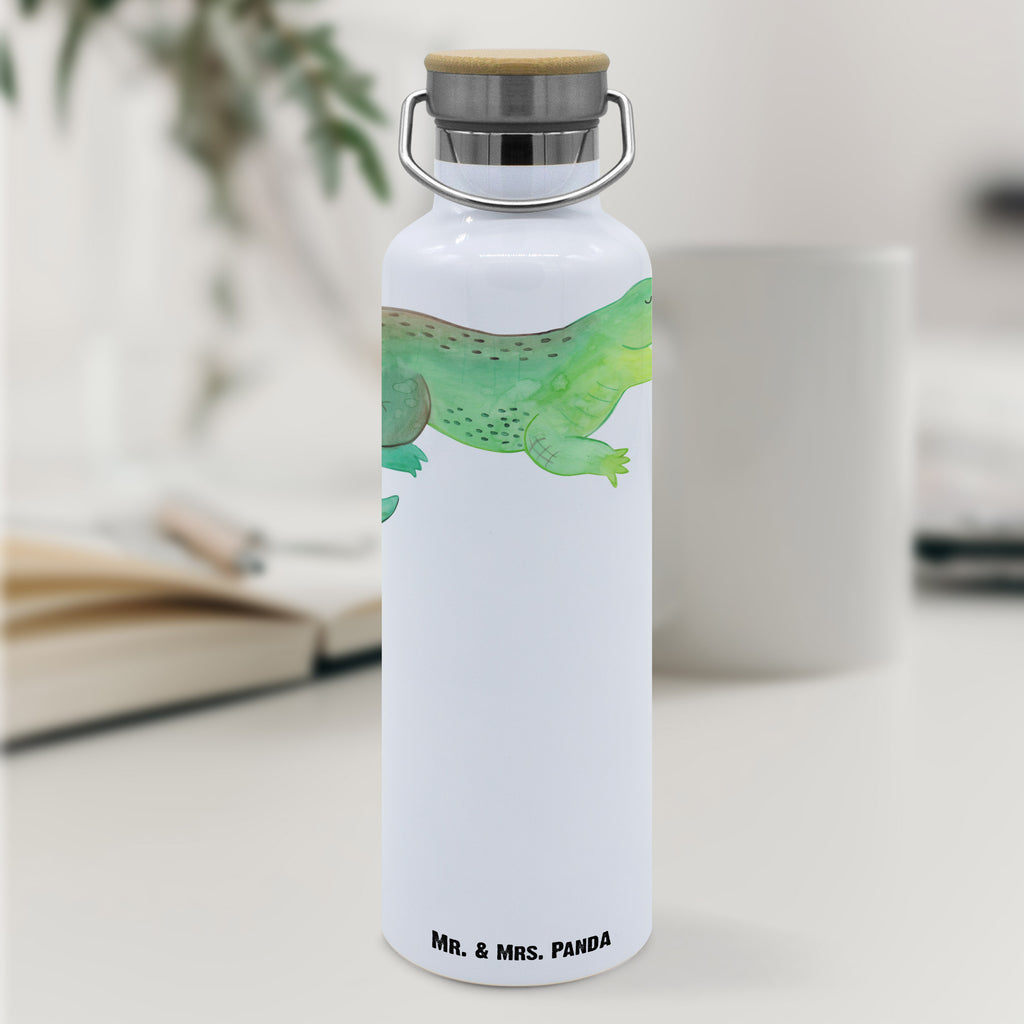 Trinkflasche Krokodil Thermosflasche, Isolierflasche, Edelstahl, Trinkflasche, isoliert, Wamrhaltefunktion, Sportflasche, Flasche zum Sport, Sportlerflasche, Meerestiere, Meer, Urlaub, Krokodil, Krokodile, verrückt sein, spontan sein, Abenteuerlust, Reiselust, Freundin, beste Freundin, Lieblingsmensch