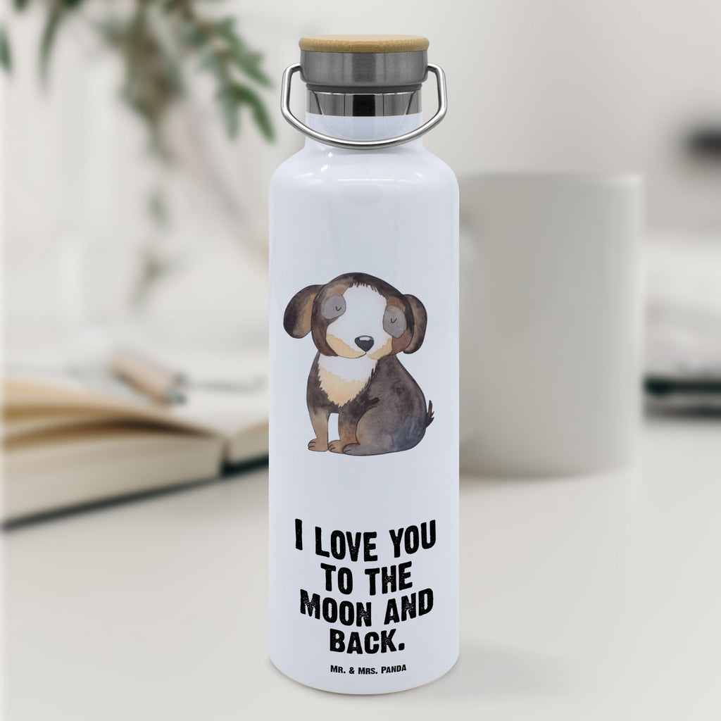 Trinkflasche Hund Entspannen Thermosflasche, Isolierflasche, Edelstahl, Trinkflasche, isoliert, Wamrhaltefunktion, Sportflasche, Flasche zum Sport, Sportlerflasche, Hund, Hundemotiv, Haustier, Hunderasse, Tierliebhaber, Hundebesitzer, Sprüche, schwarzer Hund, Hundeliebe, Liebe, Hundeglück